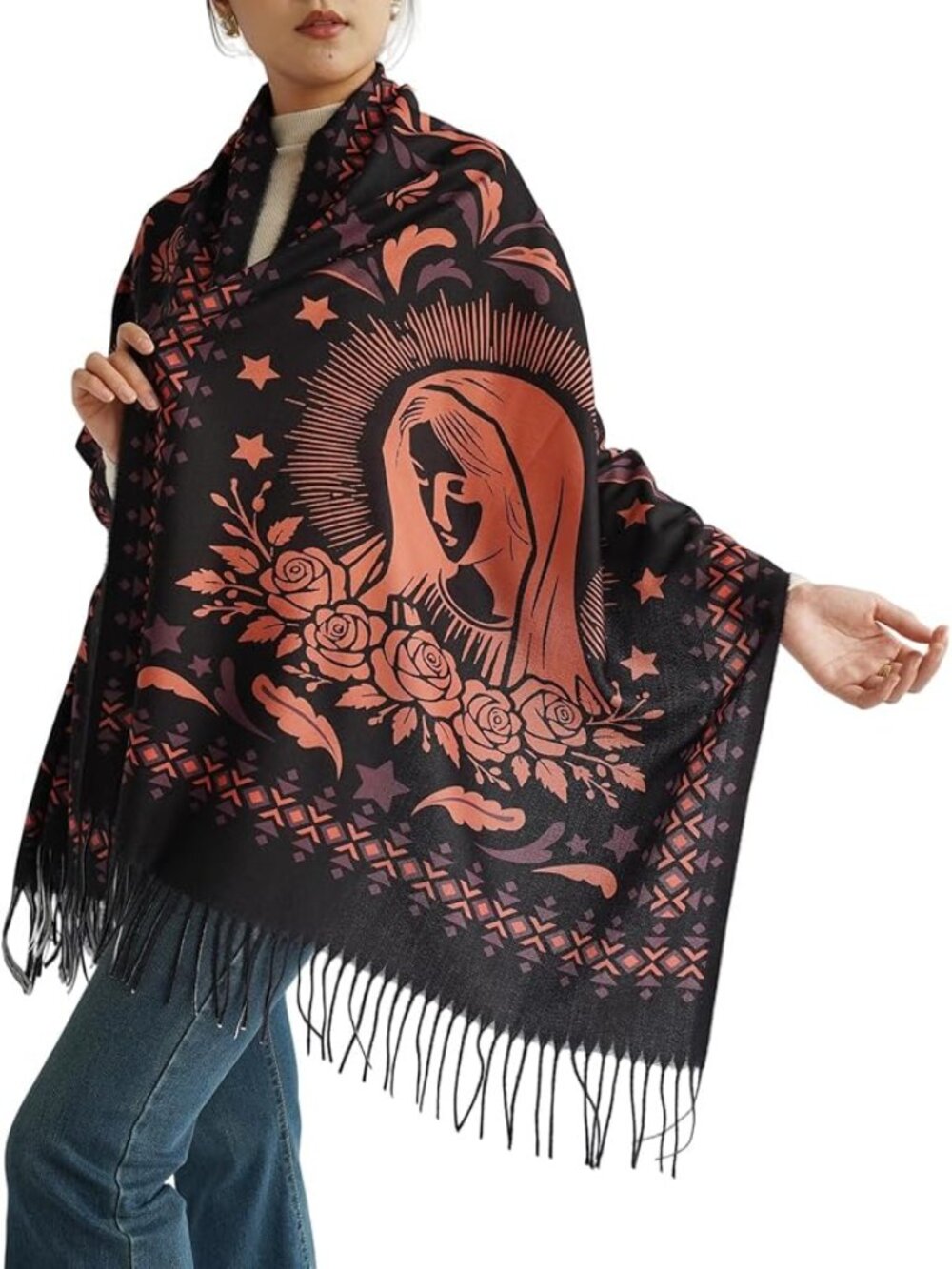 Virgen de Guadalupe Shawl Wraps, Virgin Mary Blanket Scarf